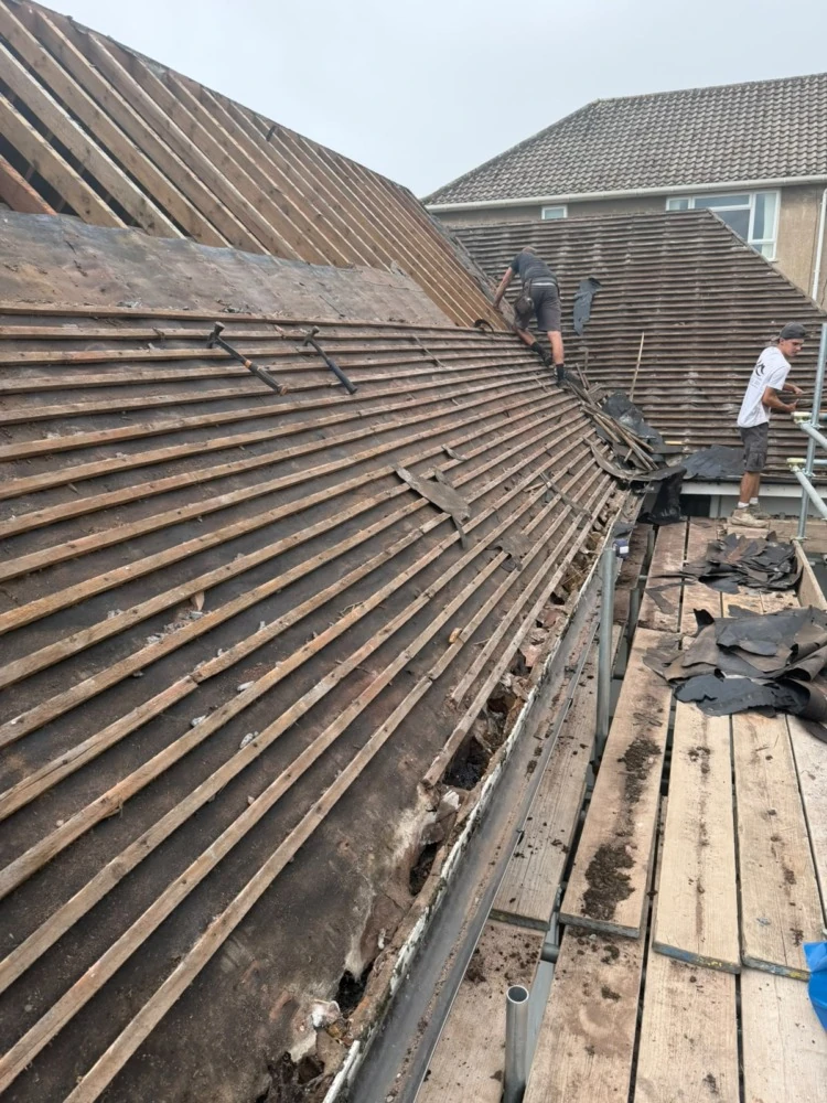 Roof stripping progress